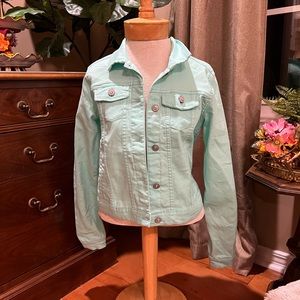Wonder Nation Mint Green Denim Jacket Like New Girls XXL